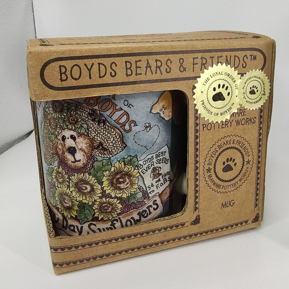 💥 3/$20 1998 Boyd’s Bears Collection Sunny Day Sunflower Tea Coffee Mug Cup